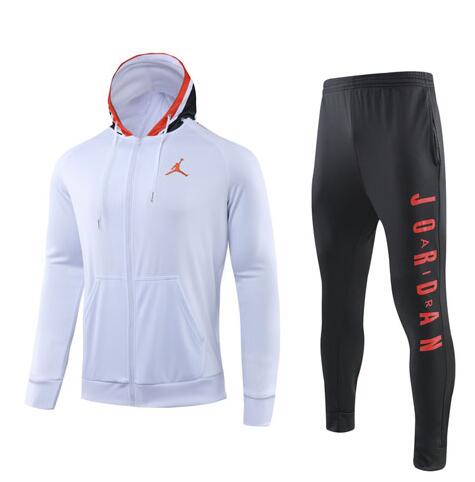 JORDAN White Hoodie Training Kit(Jacket+Trouser)