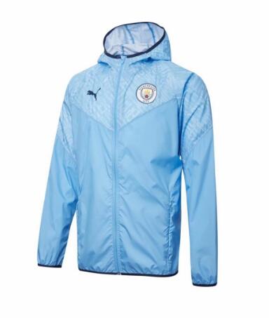 Manchester City 2021 Blue Windrunner Hoodie Jacket
