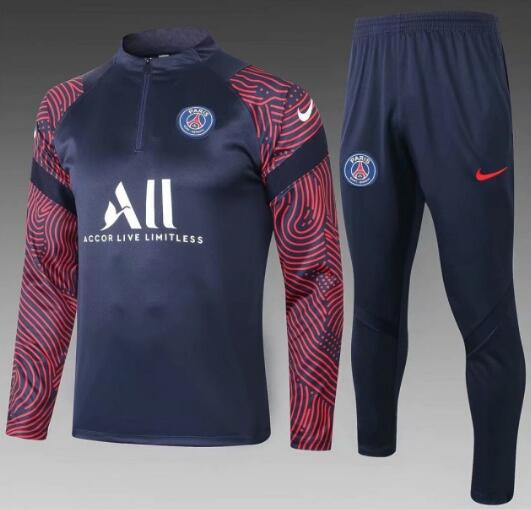 PSG 2020/21 Navy Red Training Suits (Hoodie Shirt+Trousers)
