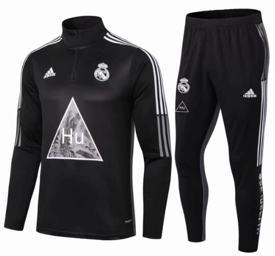 Real Madrid 2020/21 Black Human Race Training Suit (Sweatshirt+Trouser)