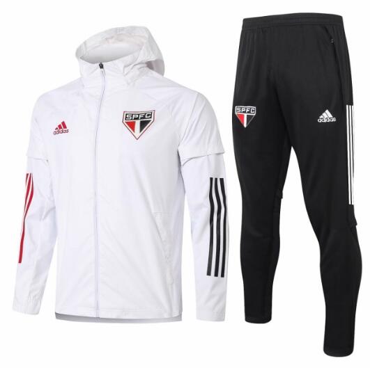 Sao Paulo 2020/21 White Training Suits (Windbreaker Jacket+Trousers)