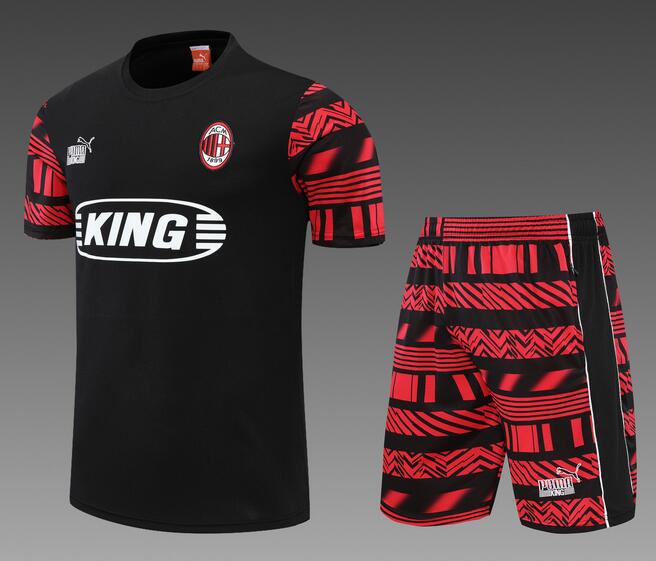 AC Milan 2022/23 Black Training Uniforms (Shirt+Shorts)