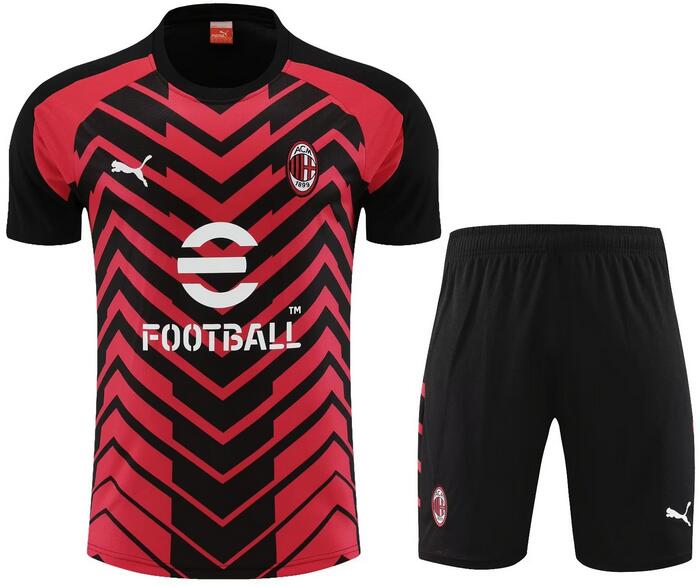 AC Milan 2023/24 Black Red Training Uniforms (Shirt+Shorts)