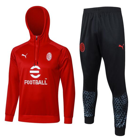 AC Milan 2023/24 Red Training Suit (Hoody+Trouser)