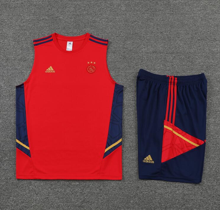 Ajax 2022/23 Red Training Vest Uniforms (Shirt+Shorts)