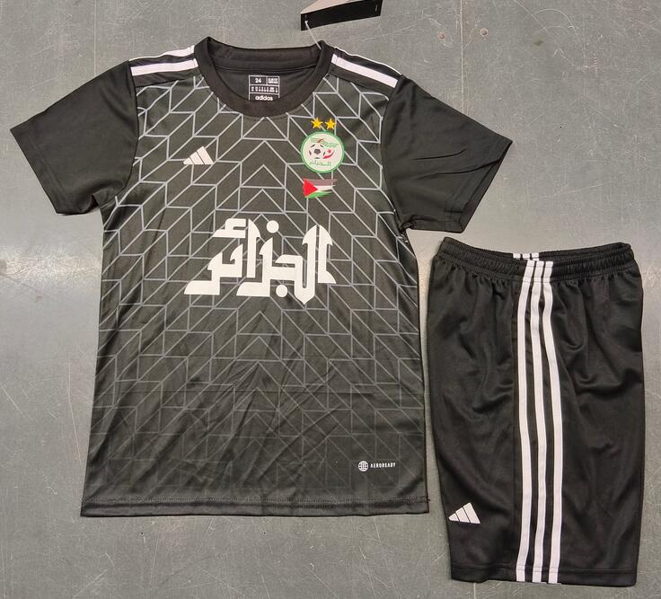 Kids Algeria 2023/24 Black Training Kits (Shirt+Shorts)