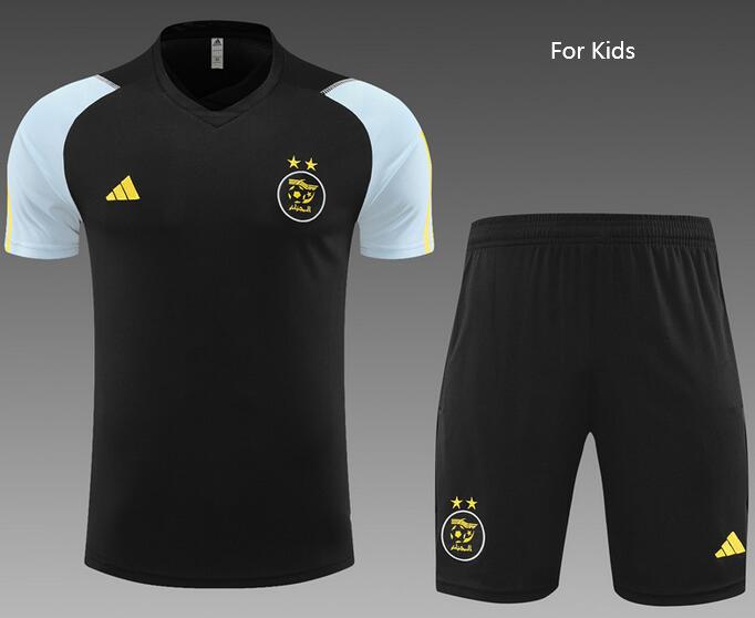 Kids Algeria 2023/24 Black Training Uniforms (Shirt+Shorts)