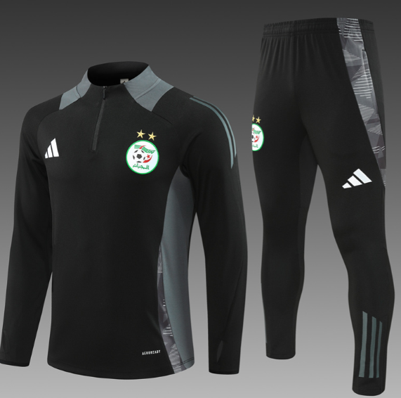 Algeria 2024/25 Black Grey Training Suit (Sweatshirt+Trousers)