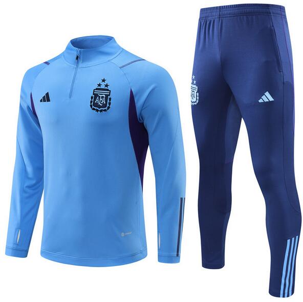 Argentina 2022 World Cup Three Stars Blue Training Suit (Sweatshirt+Trouser)