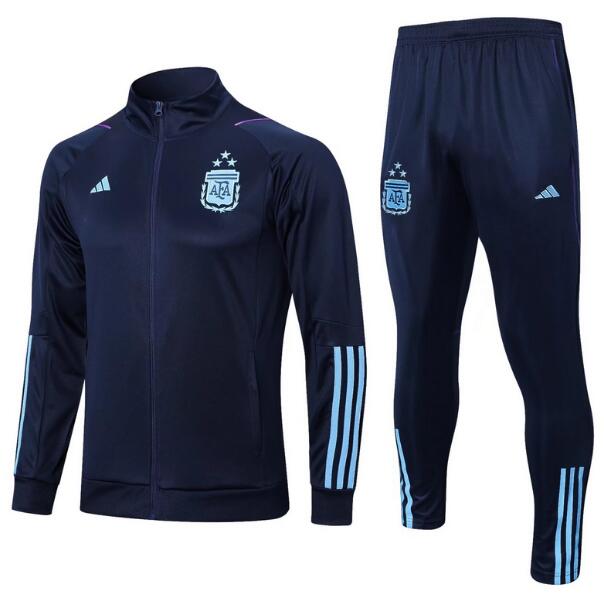 Argentina 2022 World Cup Three Stars Royal Blue Training Suit (Jacket+Trouser)
