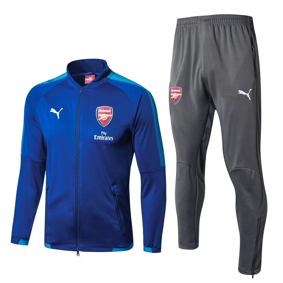 Arsenal 2017/18 Training Suit (Blue Jacket+Grey Pants)