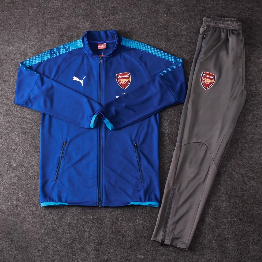 Arsenal 2017/18 Training Suit (Blue Jacket+Grey Pants)