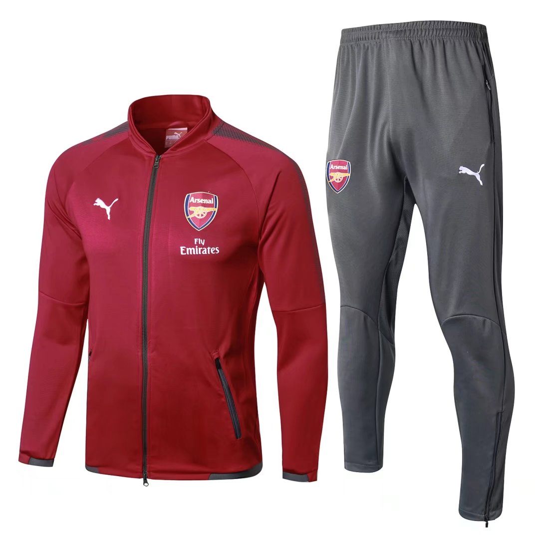 Arsenal 2017/18 Training Suit (Red Jacket+Grey Pants)