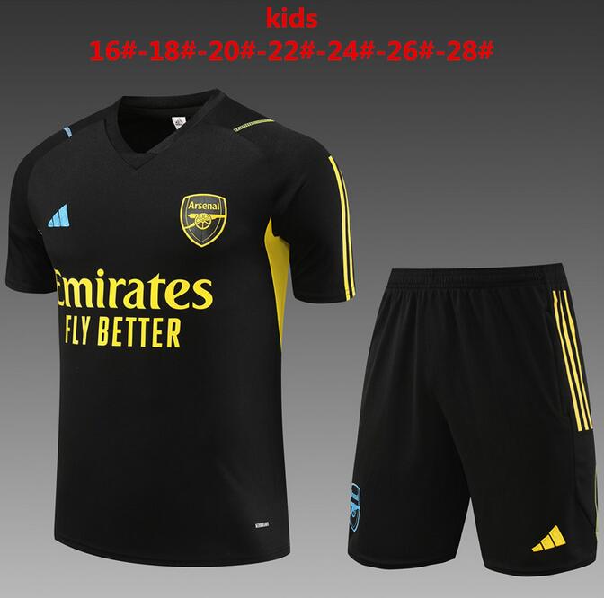 Kids Arsenal 2023/24 Black Training Uniforms (Shirt+Shorts)