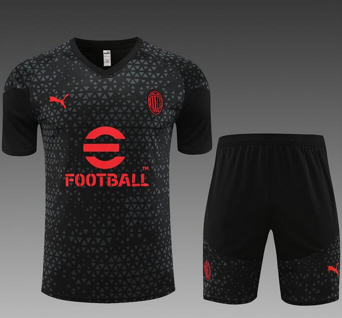 AC Milan 2023/24 Black Training Uniforms (Shirt+Shorts)