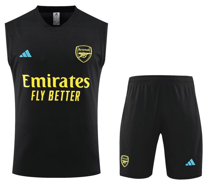 Arsenal 2023/24 Black Training Vest Uniforms (Shirt+Shorts)