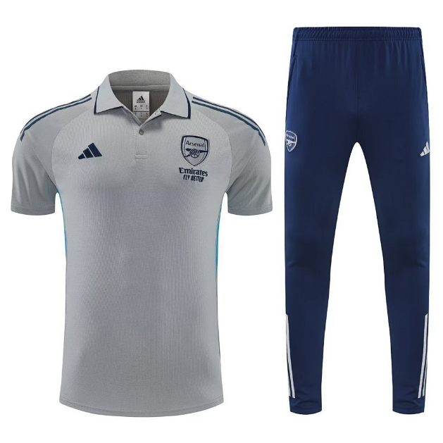 Arsenal 2025/26 Grey Polo Suit (Shirt+Trouser)