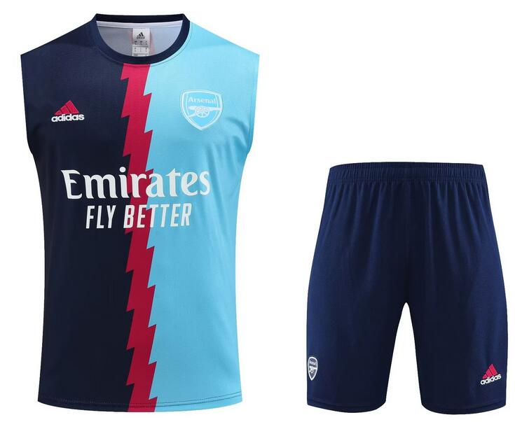Arsenal 2023/24 Navy Blue Training Vest Uniforms (Shirt+Shorts)