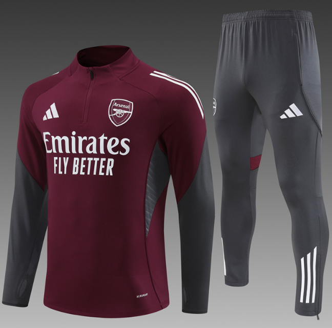 Arsenal 2025/26 Red Grey Training Suit (Sweatshirt+Trouser)