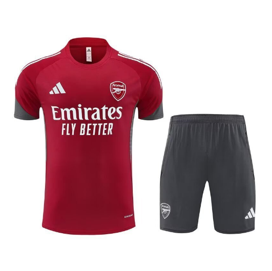 Arsenal 2025/26 Red Grey Training Uniforms (Shirt+Shorts)