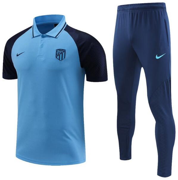 Atletico Madrid 2022/23 Blue Polo Suit (Shirt+Trouser)