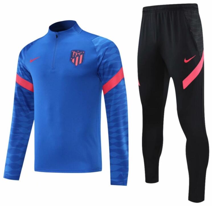 Atletico Madrid 2021/22 Blue Training Suit (Sweatshirt+Trouser)