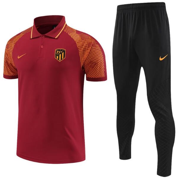 Atletico Madrid 2022/23 Wine Red Polo Suit (Shirt+Trouser)