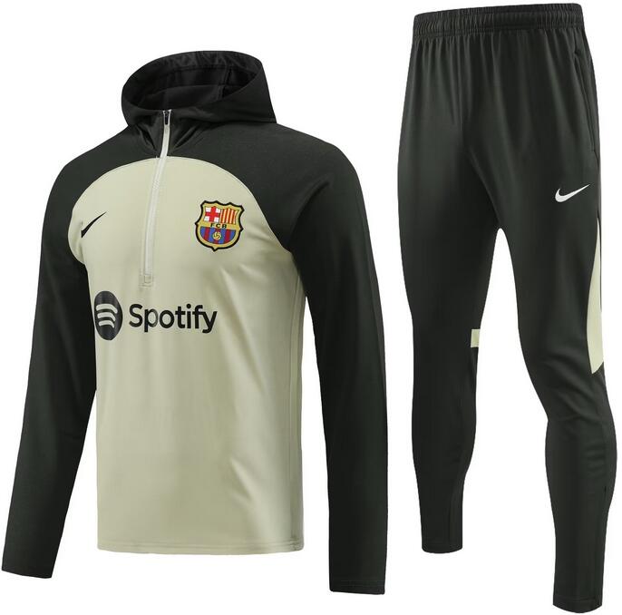 Barcelona 2023/24 Beige Green Training Suits (Hoody+Trouser)