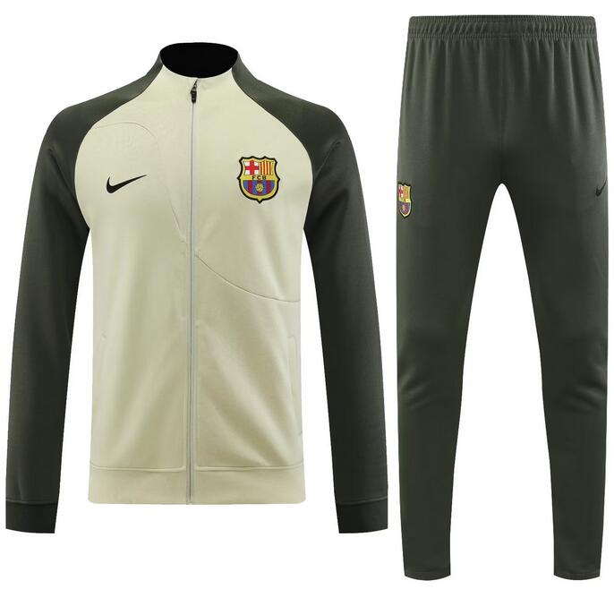 Barcelona 2023/24 Beige Green Training Suit (Jacket+Trouser)