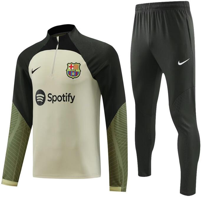 Barcelona 2023/24 Beige Grey Training Suits (Sweatshirt+Trouser)