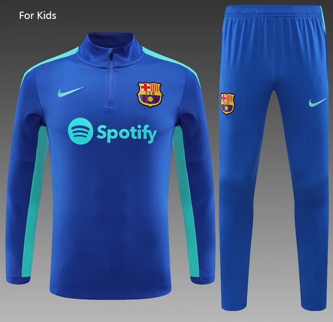 Kids Barcelona 2023/24 Blue Training Suits (Sweatshirt+Trouser)