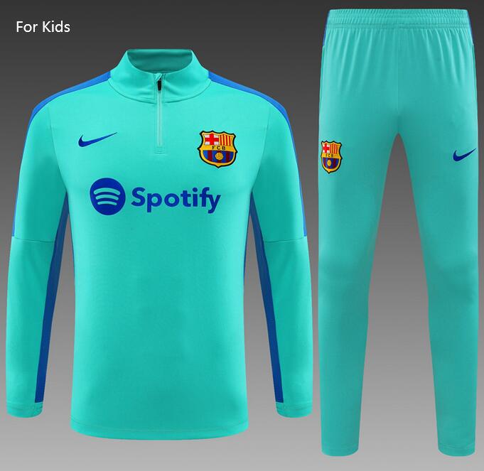 Kids Barcelona 2023/24 Green Training Suits (Sweatshirt+Trouser)