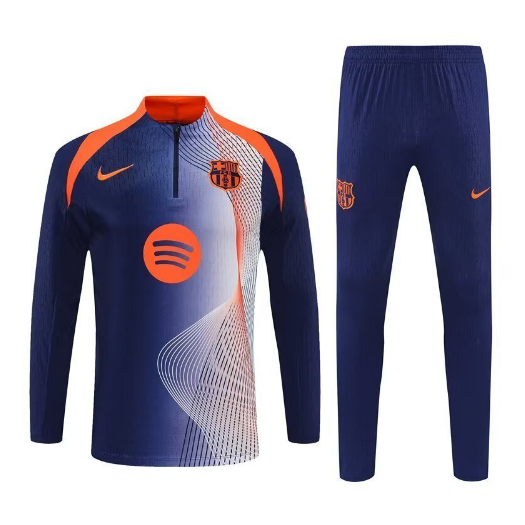 Barcelona 2025/26 Navy Orange Training Suit (Sweatshirt+Trouser)