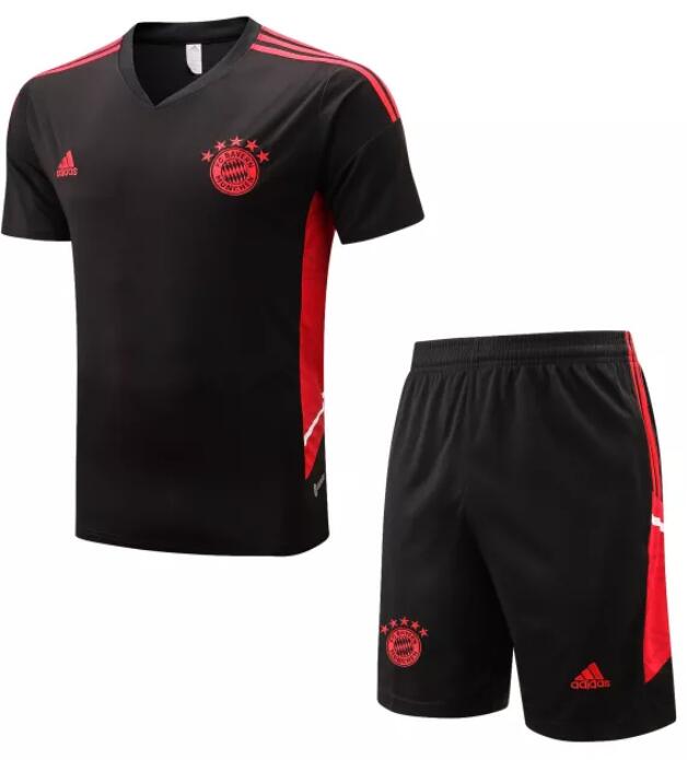 Bayern Munich 2022/23 Black Short Sleeve Training Uniforms (Shirt+Shorts)