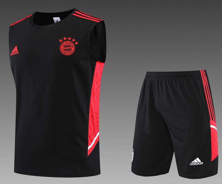 Bayern Munich 2022/23 Black Training Vest Uniforms (Shirt+Shorts)