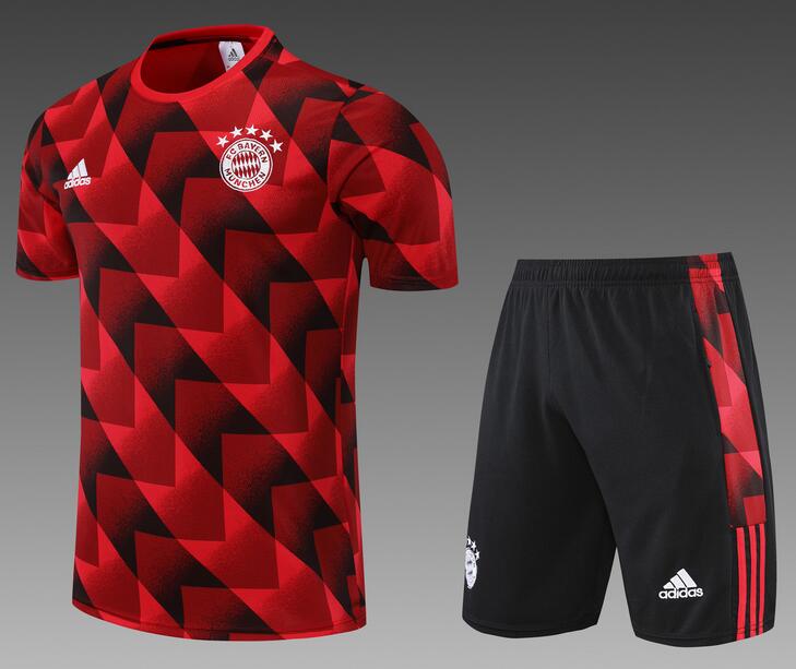 Bayern Munich 2022/23 Red Black Training Uniforms (Shirt+Shorts)