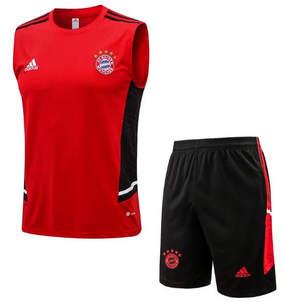 Bayern Munich 2022/23 Red Training Vest Uniforms (Shirt+Shorts)