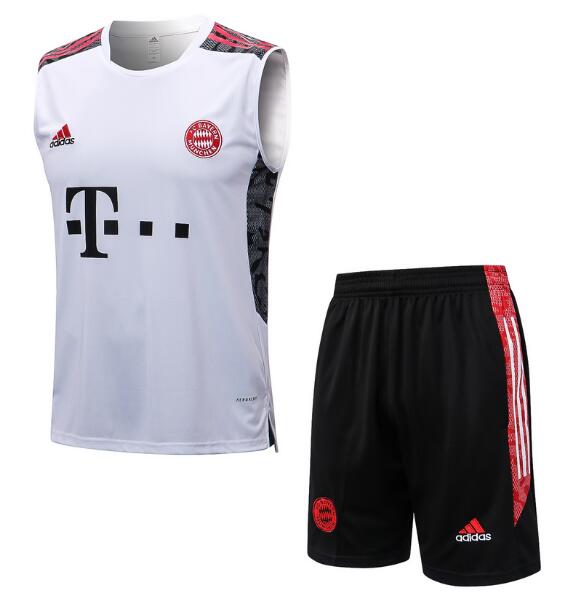 Bayern Munich 2022/23 White Training Vest Uniforms (Shirt+Shorts)