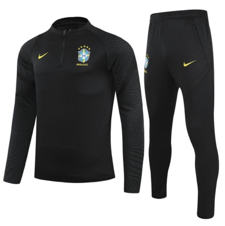Brazil 2021/22 Black Training Suit (Sweatshirt+Trouser)