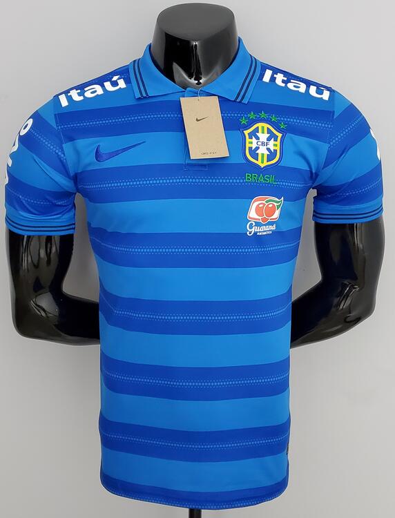 Brazil 2022 Blue Stripe Polo Shirt