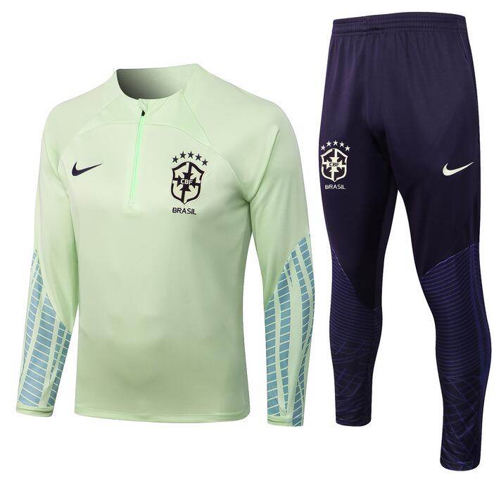 Brazil 2022 World Cup Light Green Training Suits (Sweatshirt+Trouser)