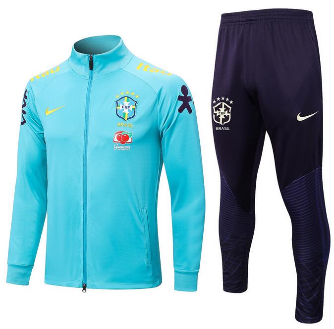 Brazil 2022 World Cup Sky Blue Training Suits (Jacket+Trouser)
