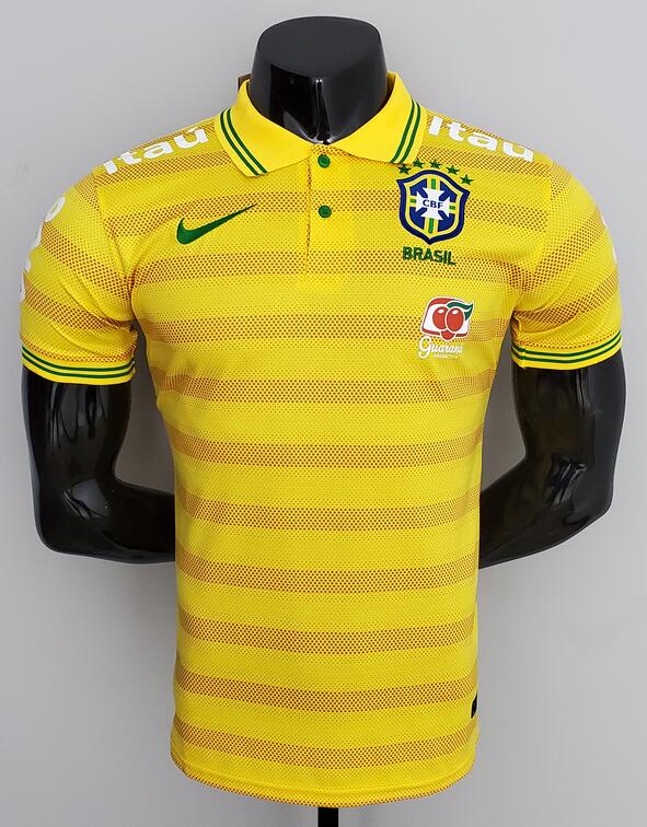Brazil 2022 Yellow Stripe Polo Shirt