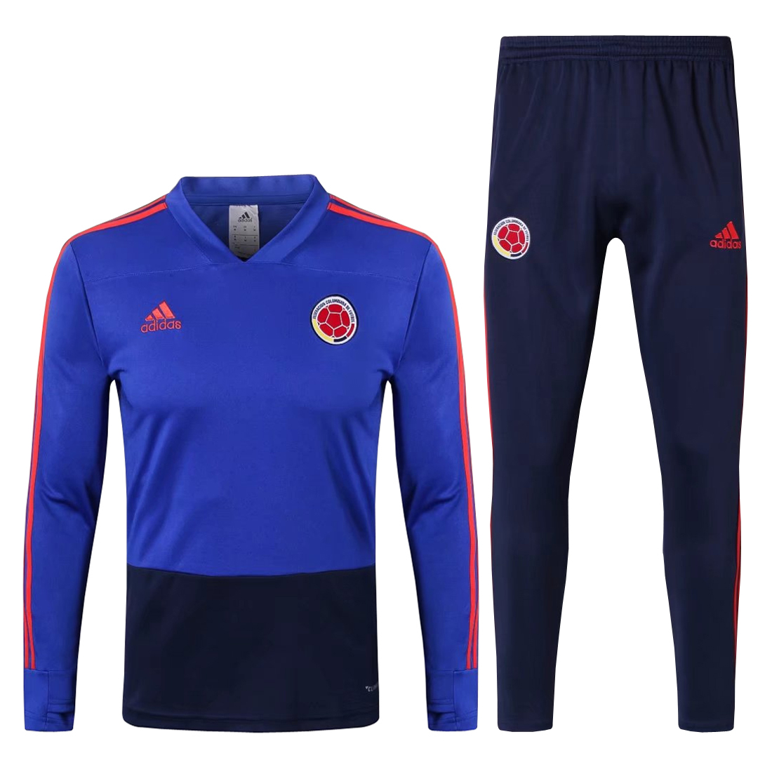 Colombia 2018 FIFA World Cup Blue Training Suit (O'Neck Shirt+Pants)