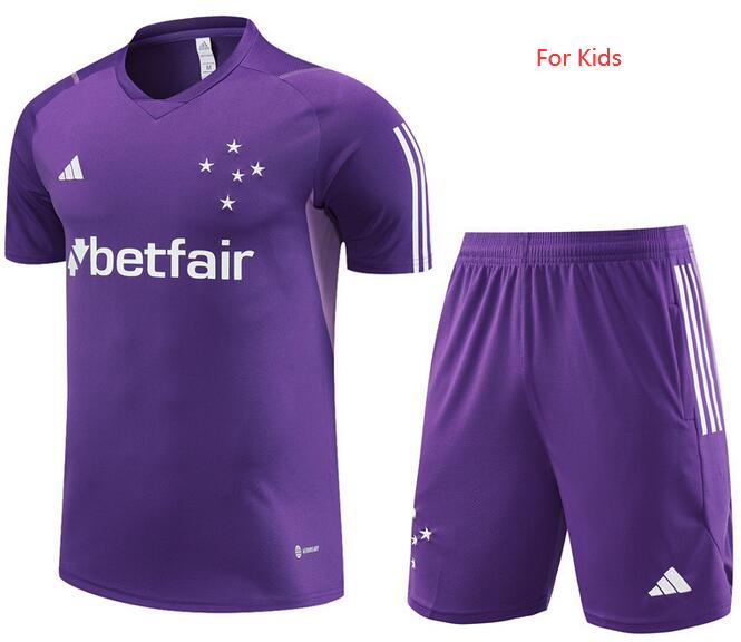 Kids Cruzeiro 2023/24 Purple Training Uniforms (Shirt+Shorts)
