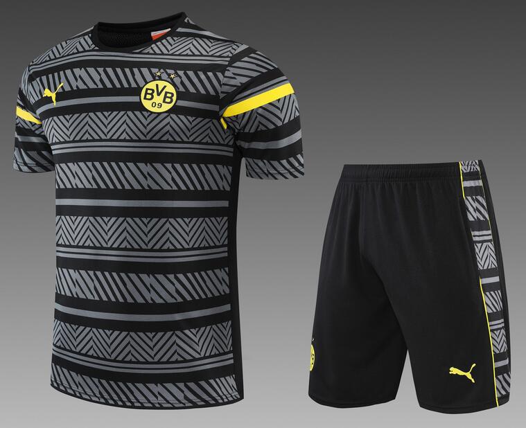 Dortmund 2022/23 Black Grey Training Uniforms (Shirt+Shorts)