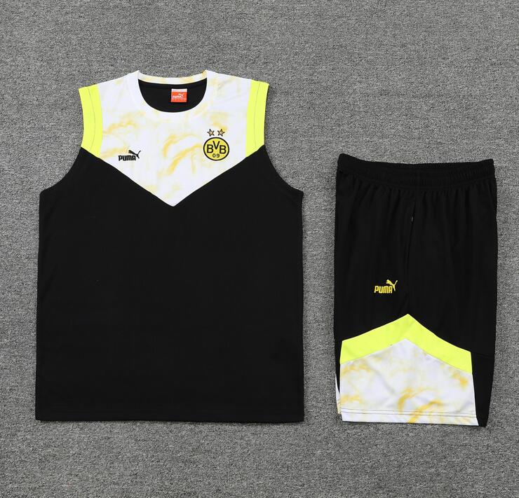 Dortmund 2022/23 Black White Training Vest Uniforms (Shirt+Shorts)