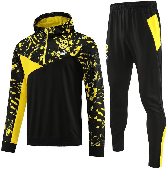 Dortmund 2023/24 Black Yellow Training Suit (Hoodie Sweatshirt+Trouser)