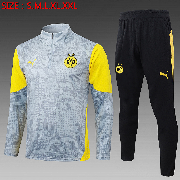 Dortmund 2025/26 Light Grey Training Suit (Sweatshirt+Trouser)