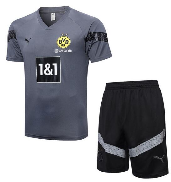 Dortmund 2022/23 Grey Training Uniforms (Shirt+Shorts)